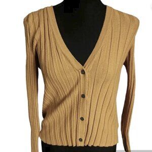 American Eagle Size M Ribbed Fitted Cropped Cardigan Sweater